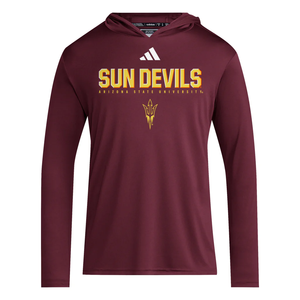 NCAA Arizona State Sun Devils adidas 2025 Training Long Sleeve Hoodie - Maroon - Image 2