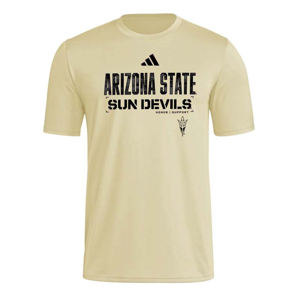NCAA Arizona State Sun Devils adidas Salute to Service Pregame T-Shirt - Sand - Image 2