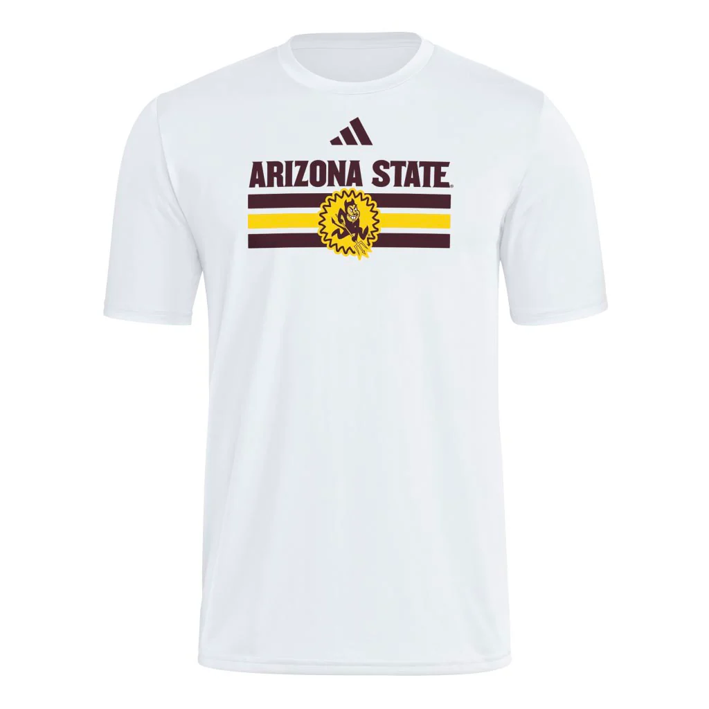 NCAA Arizona State Sun Devils adidas Strategy Pregame T-Shirt - White - Image 2