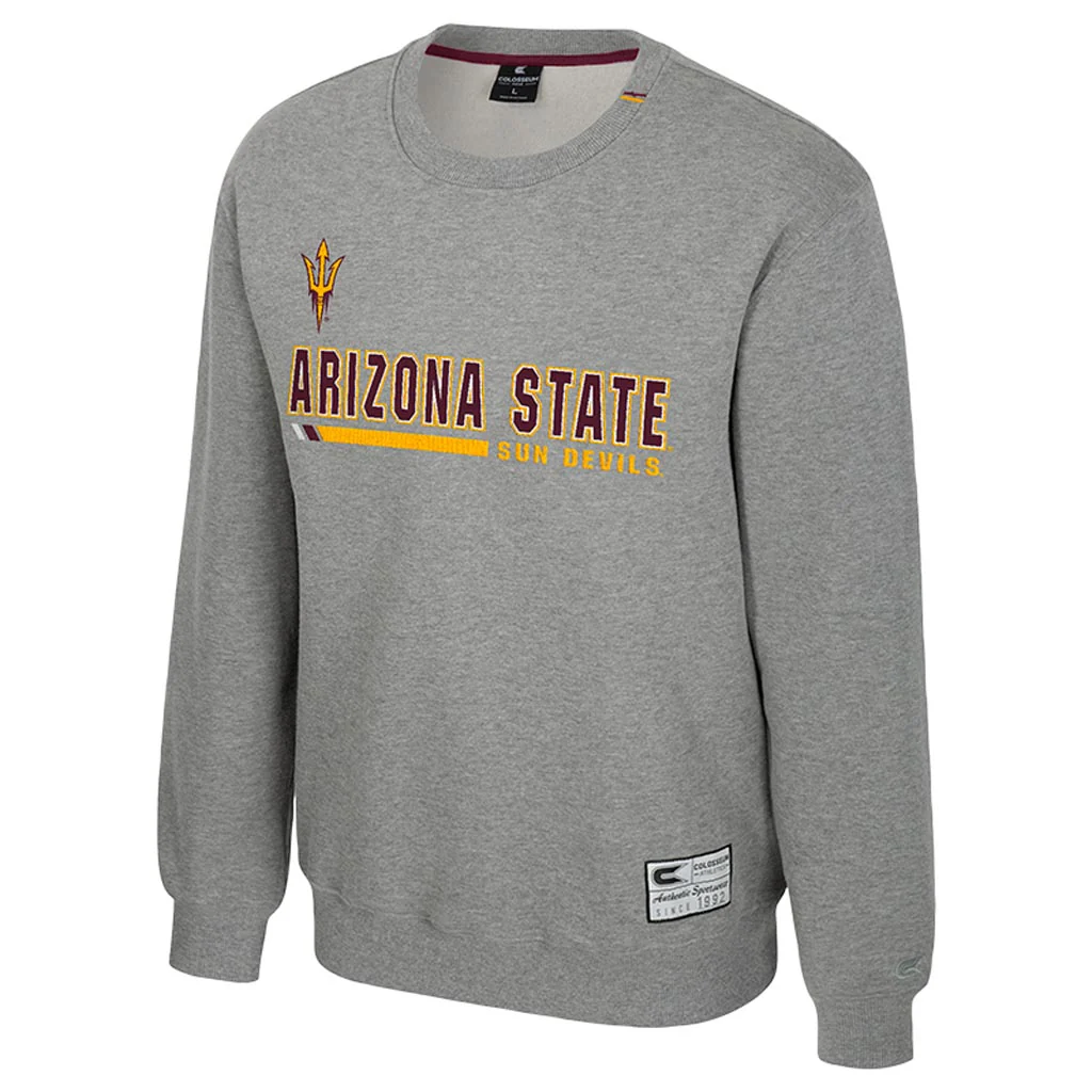 NCAA Arizona State Sun Devils Colosseum Charlie Crew Sweatshirt - Gray