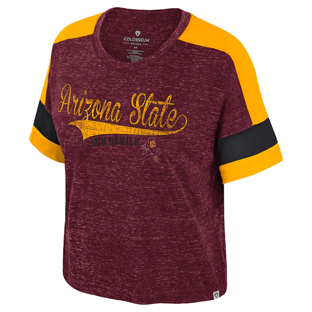 NCAA Arizona State Sun Devils Colosseum Women's Ruth Scoop Neck T-Shirt - Maroon