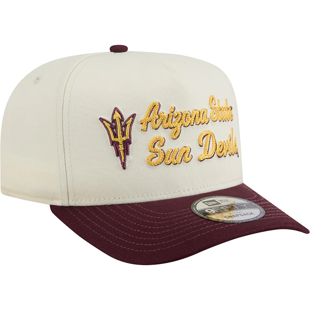 NCAA Arizona State Sun Devils New Era Chainstitch Two-Tone 9FIFTY A-Frame Snapback Hat - Cream - Image 2