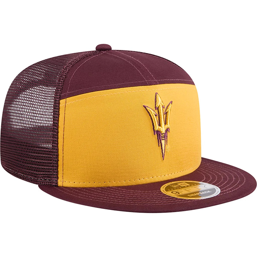 NCAA Arizona State Sun Devils New Era Outdoor 9FIFTY Split Panel Snapback Hat - Gold - Image 2