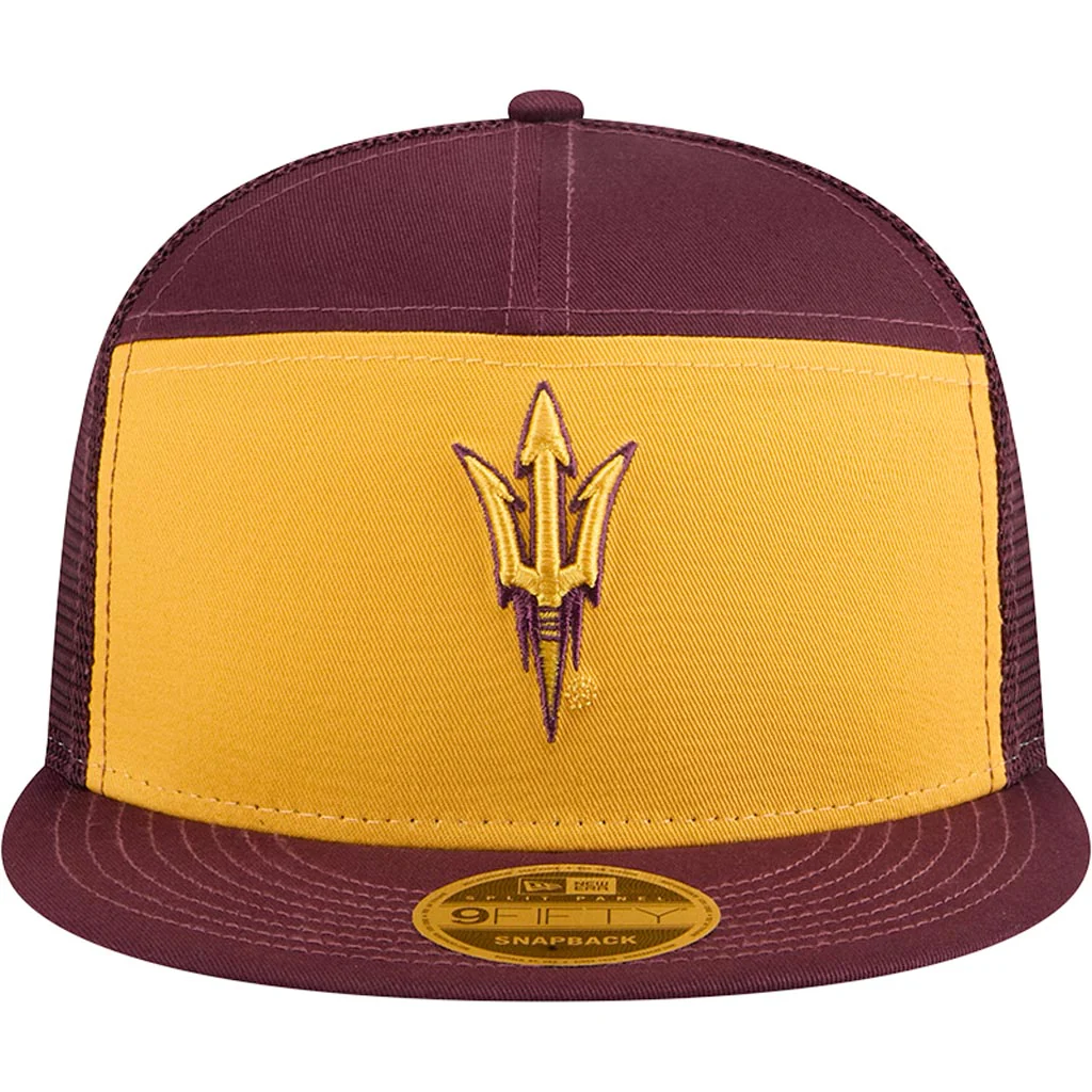 NCAA Arizona State Sun Devils New Era Outdoor 9FIFTY Split Panel Snapback Hat - Gold - Image 3
