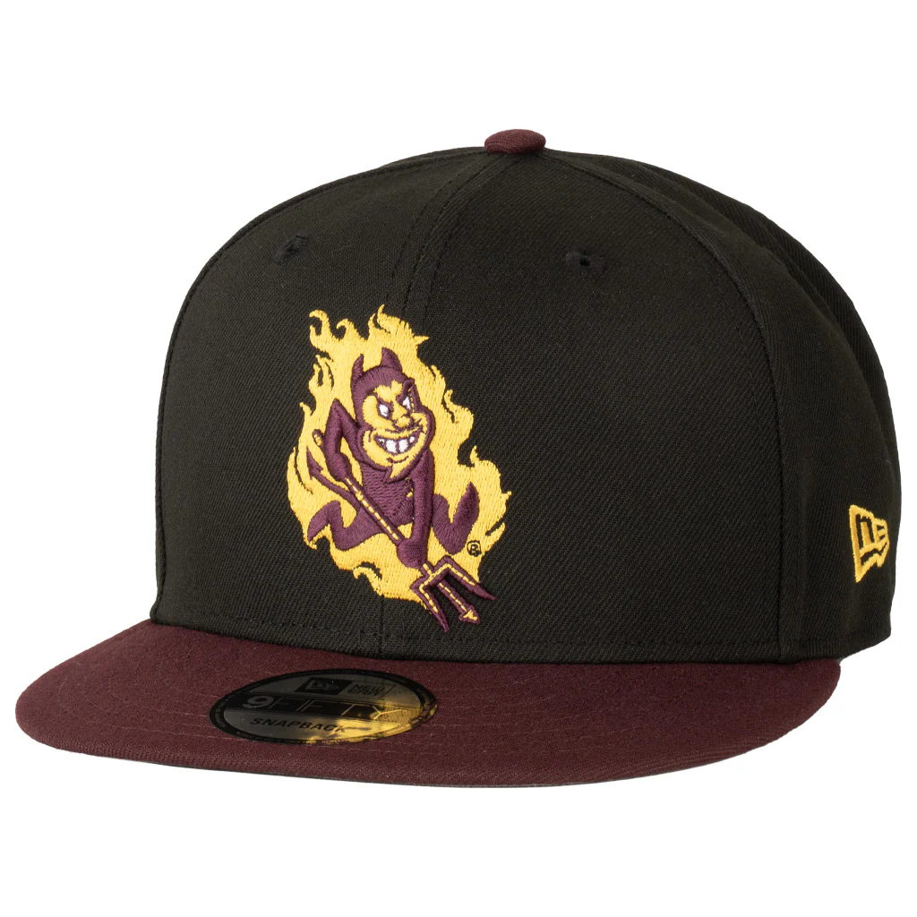 NCAA Arizona State Sun Devils New Era Sparky Flames 9FIFTY 2-Tone Snapback Hat - Black