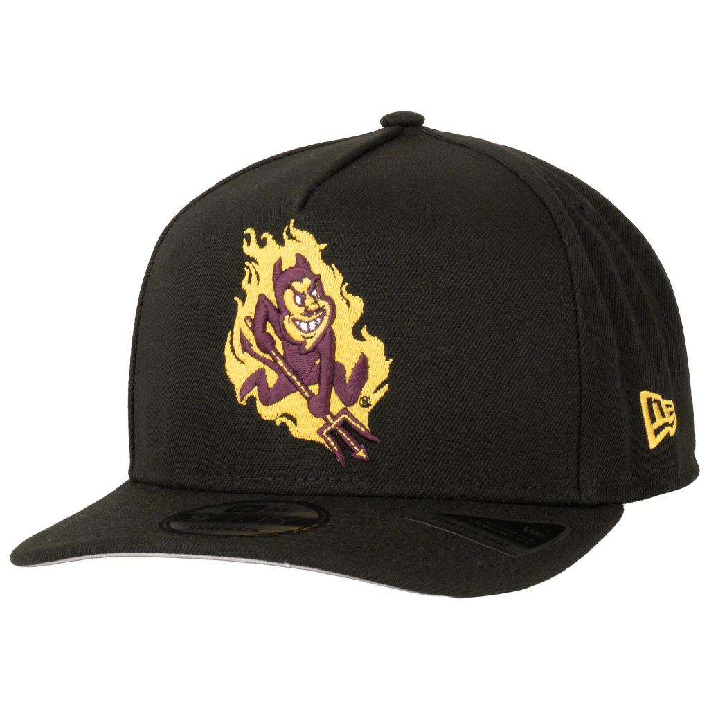 NCAA Arizona State Sun Devils New Era Sparky in Flames 9FIFTY A-Frame Snapback Hat - Black