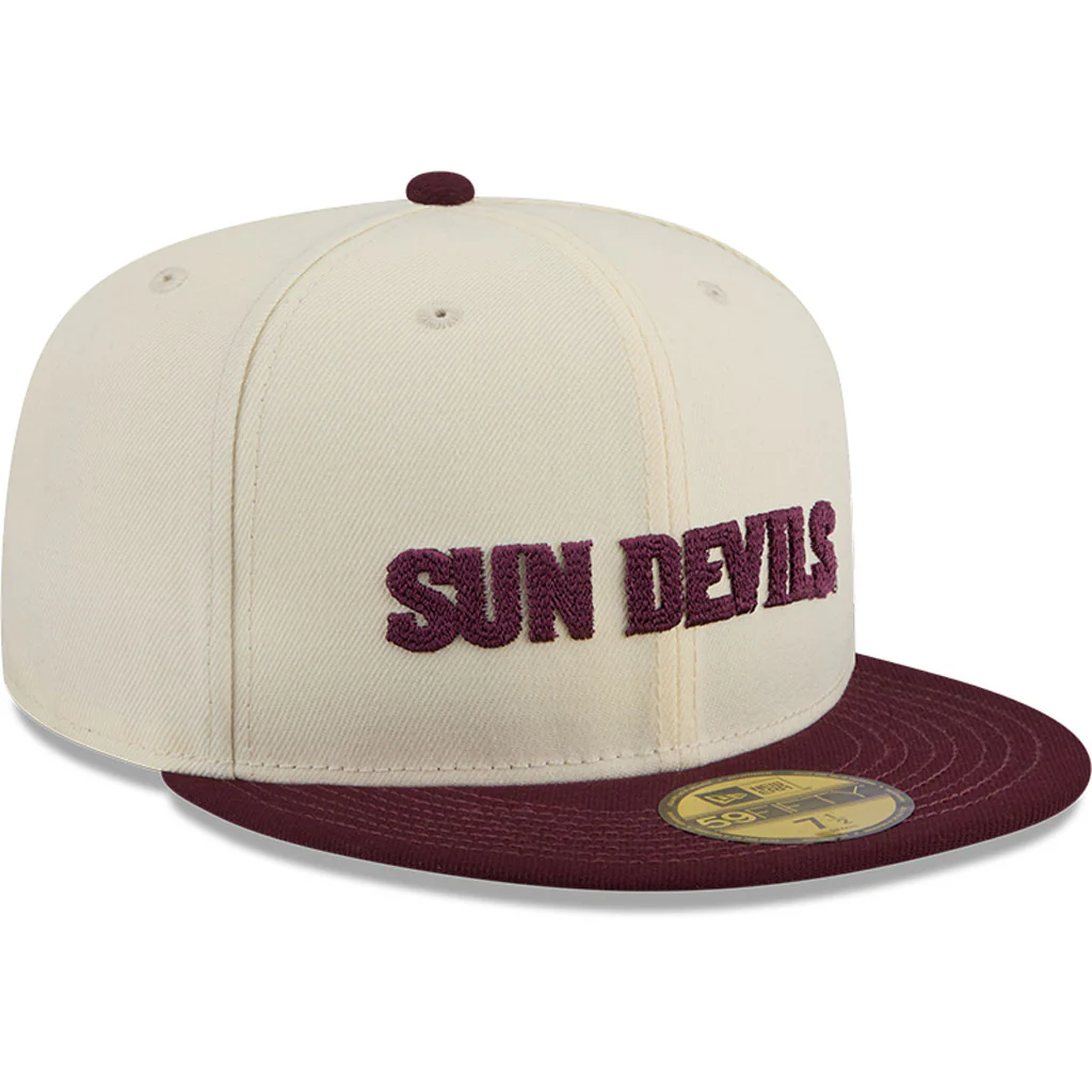 NCAA Arizona State Sun Devils New Era Two-Tone Stitch 59FIFTY Fitted Hat - Cream - Image 2