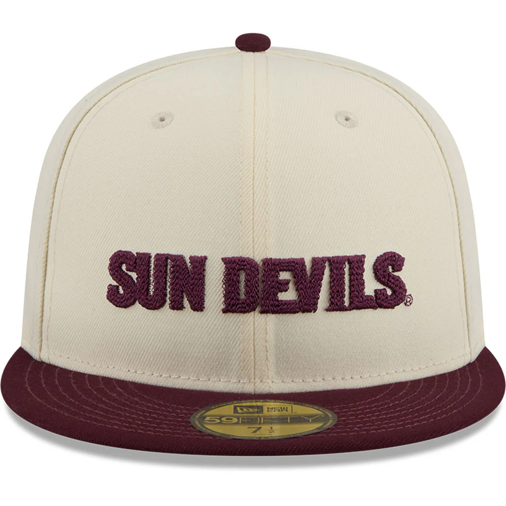 NCAA Arizona State Sun Devils New Era Two-Tone Stitch 59FIFTY Fitted Hat - Cream - Image 3