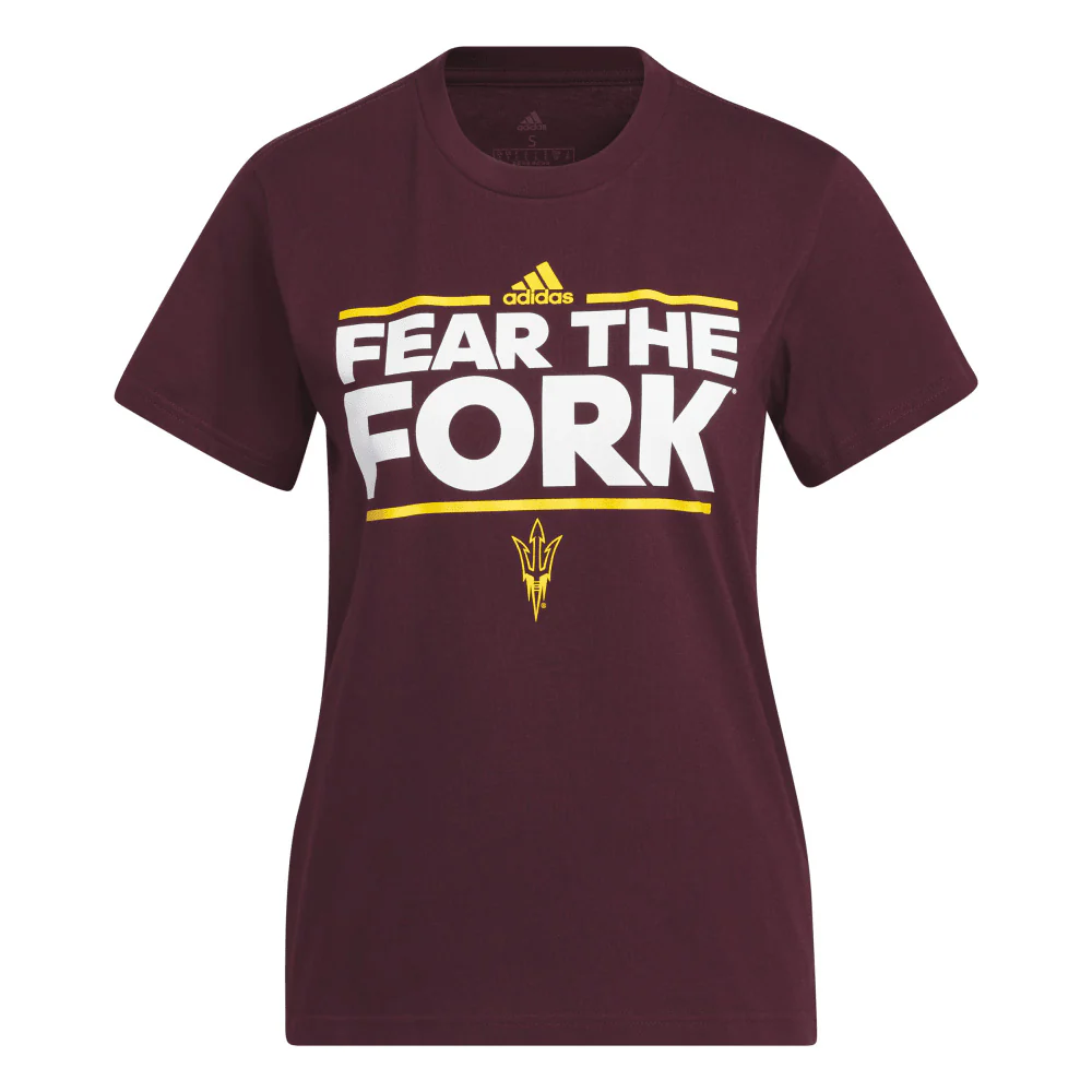 NCAA Arizona State Sun Devils Women's adidas Fear the Fork T-Shirt - Maroon