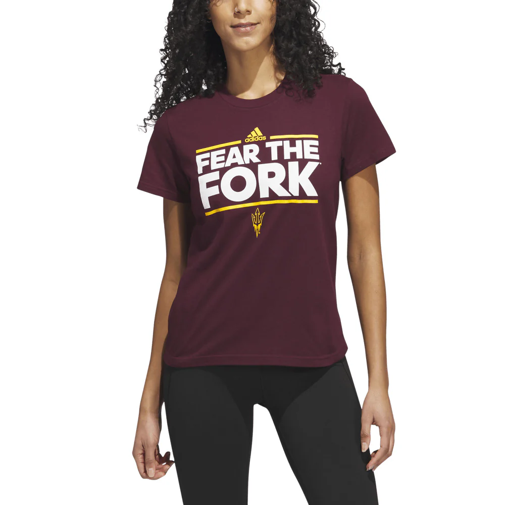 NCAA Arizona State Sun Devils Women's adidas Fear the Fork T-Shirt - Maroon - Image 2