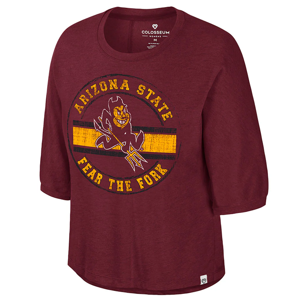 NCAA Arizona State Sun Devils Women's Colosseum Elphaba Dolman T-Shirt - Maroon