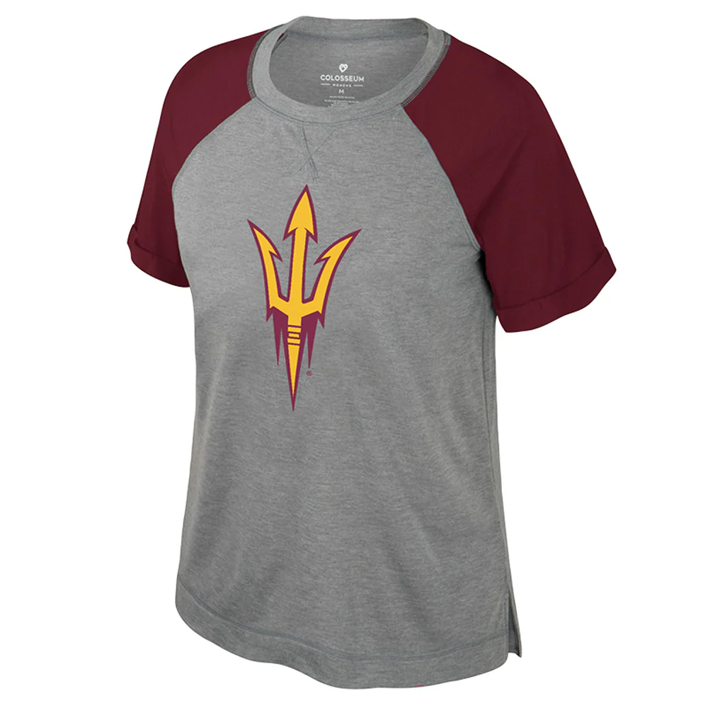 NCAA Arizona State Sun Devils Women's Colosseum Portia Colorblock T-Shirt - Gray