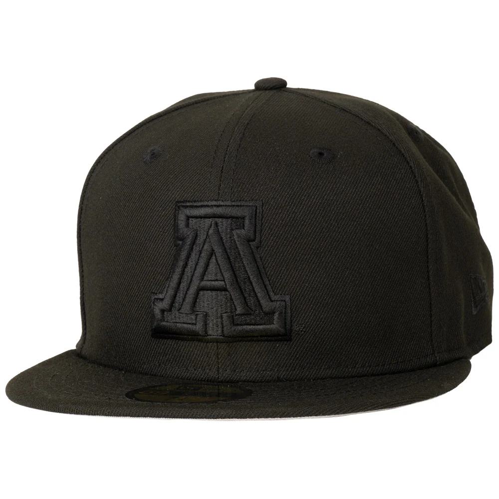 NCAA Arizona Wildcats Black On Black Primary Logo 59FIFTY Fitted Hat - Black
