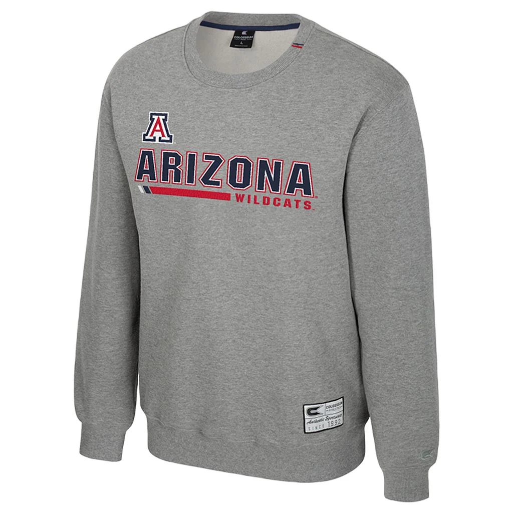 NCAA Arizona Wildcats Colosseum Charlie Crew Sweatshirt - Gray