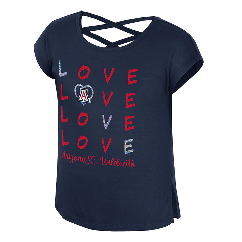 NCAA Arizona Wildcats Colosseum Youth Girls Ember Cross Back T-Shirt - Navy