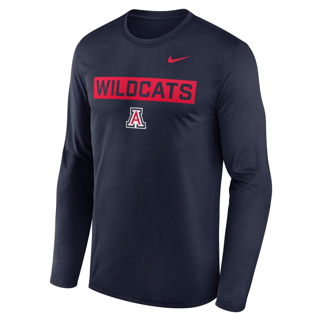 NCAA Arizona Wildcats Nike 2-Hit Legend Long Sleeve T-Shirt - Navy - Image 2
