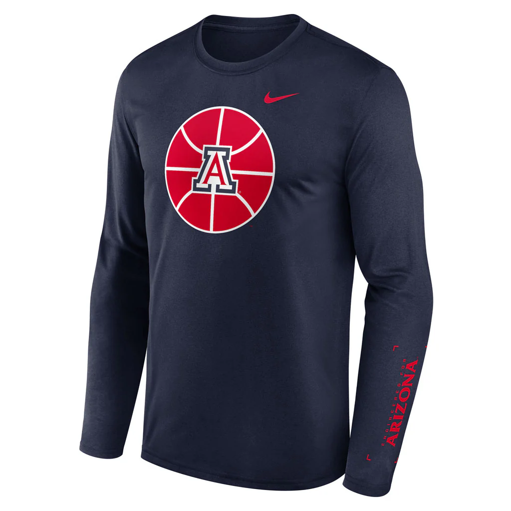 NCAA Arizona Wildcats Nike Basketball Legend Long Sleeve T-Shirt - Navy - Image 2