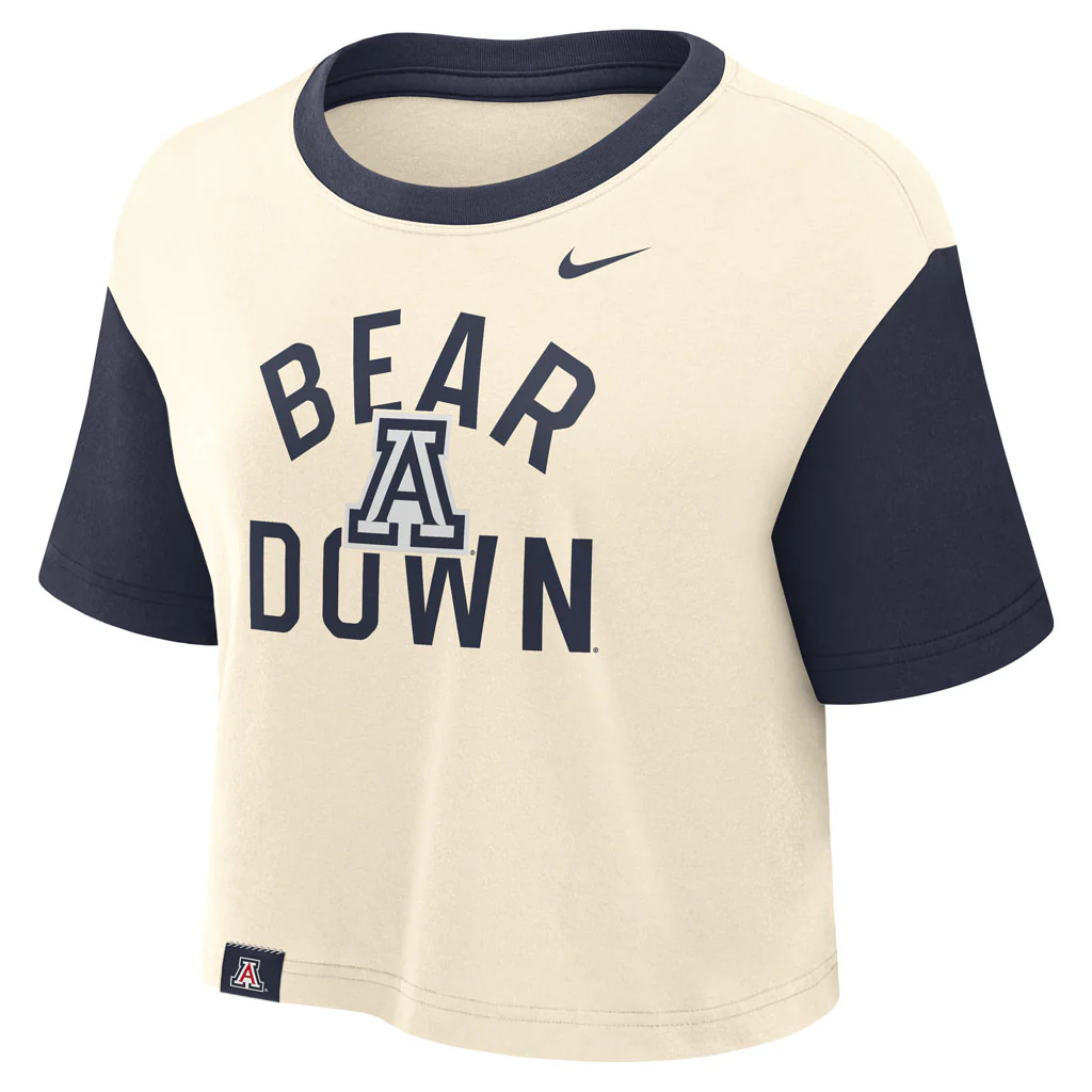NCAA Arizona Wildcats Nike Bear Down Mantra Crop Top T-Shirt - Cream - Image 2
