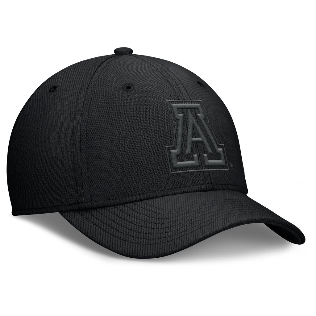 NCAA Arizona Wildcats Nike Black on Black Primary Logo SwooshFlex Hat - Black - Image 2
