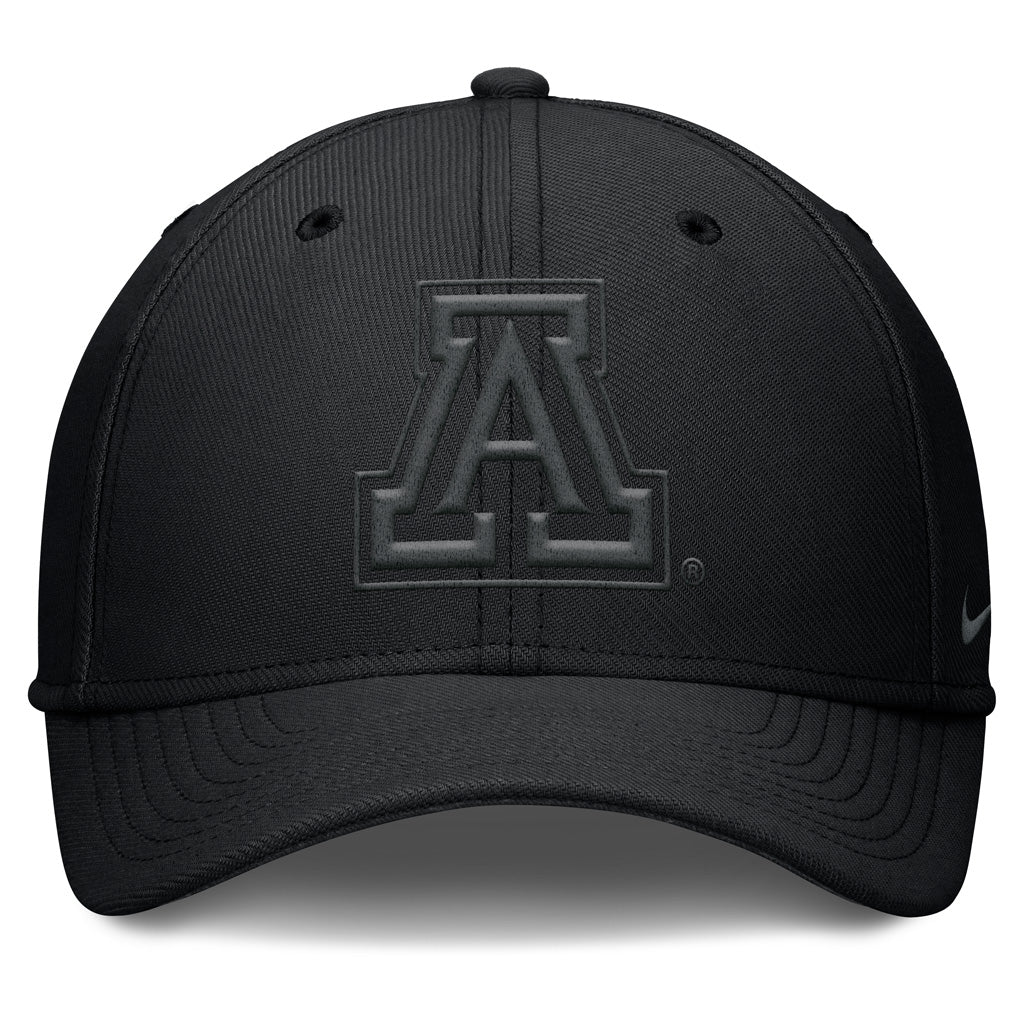 NCAA Arizona Wildcats Nike Black on Black Primary Logo SwooshFlex Hat - Black - Image 3