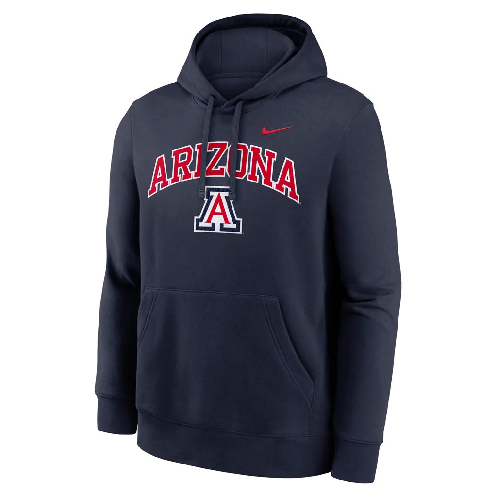 NCAA Arizona Wildcats Nike Club Arch Fleece Pullover Hoodie - Navy - Image 2