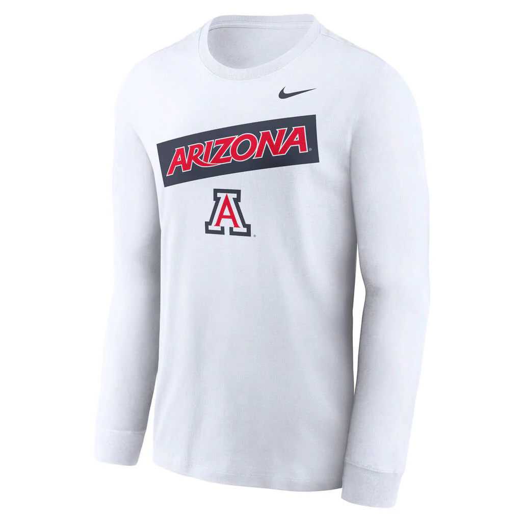 NCAA Arizona Wildcats Nike Cotton 2-Hit Classic Location Long Sleeve T-Shirt - White - Image 2