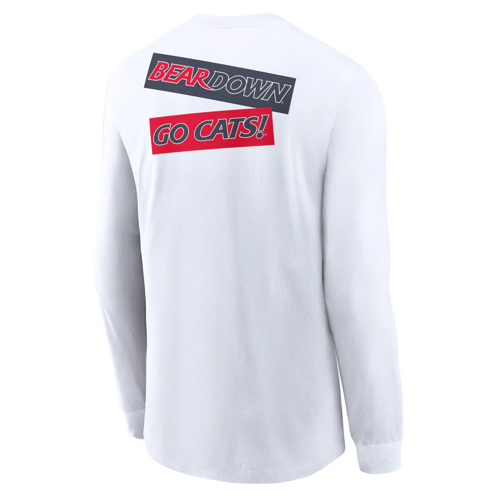 NCAA Arizona Wildcats Nike Cotton 2-Hit Classic Location Long Sleeve T-Shirt - White - Image 3