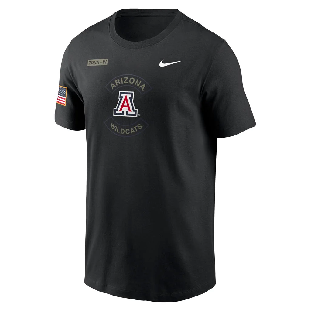 NCAA Arizona Wildcats Nike Dri-Fit Military Cotton T-Shirt - Black - Image 2