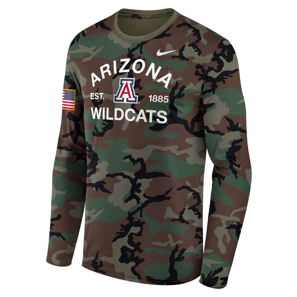 NCAA Arizona Wildcats Nike Dri-Fit Military Legend Long Sleeve T-Shirt - Camo - Image 2