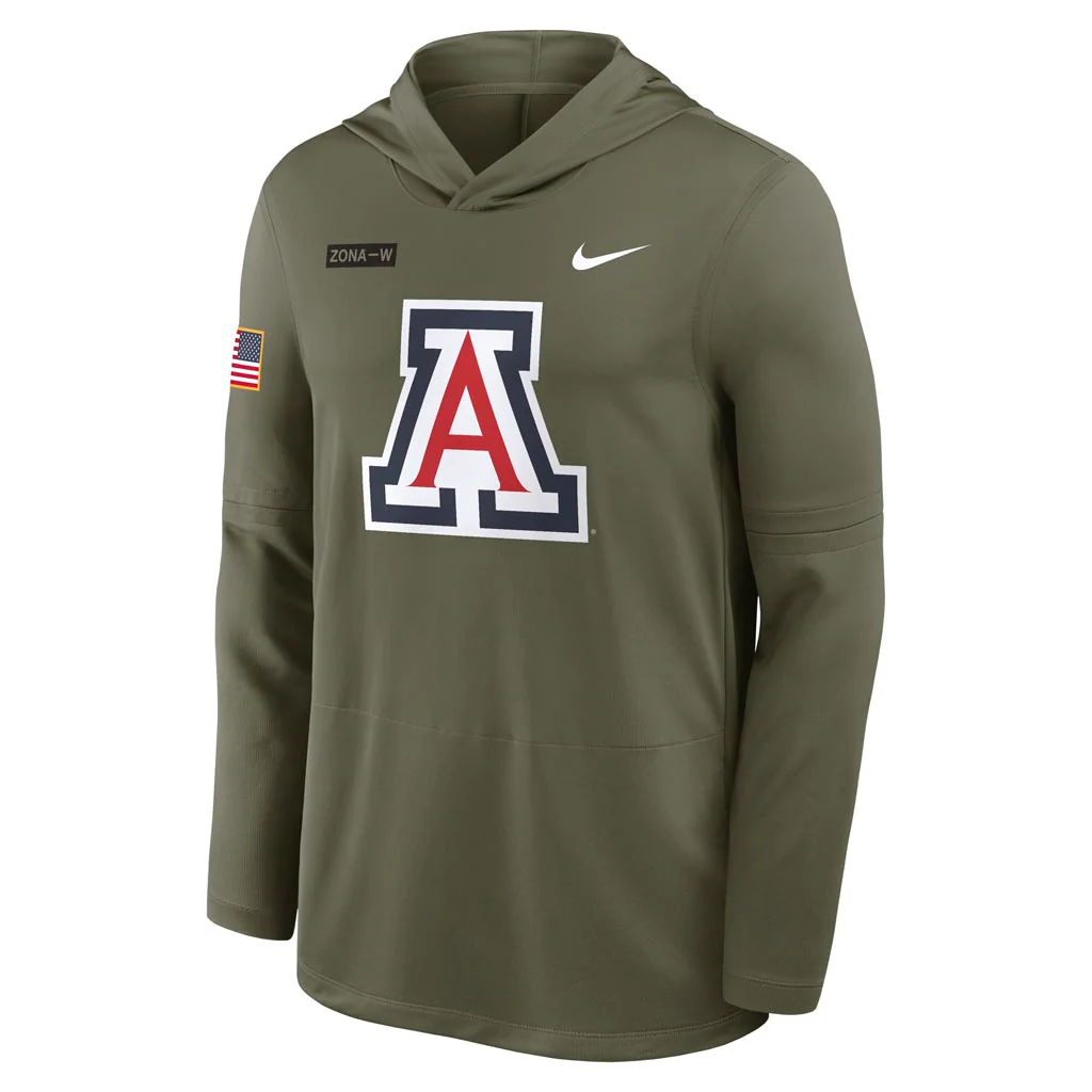 NCAA Arizona Wildcats Nike Military Appreciation Lightweight Pullover Hoodie - Green - Image 2
