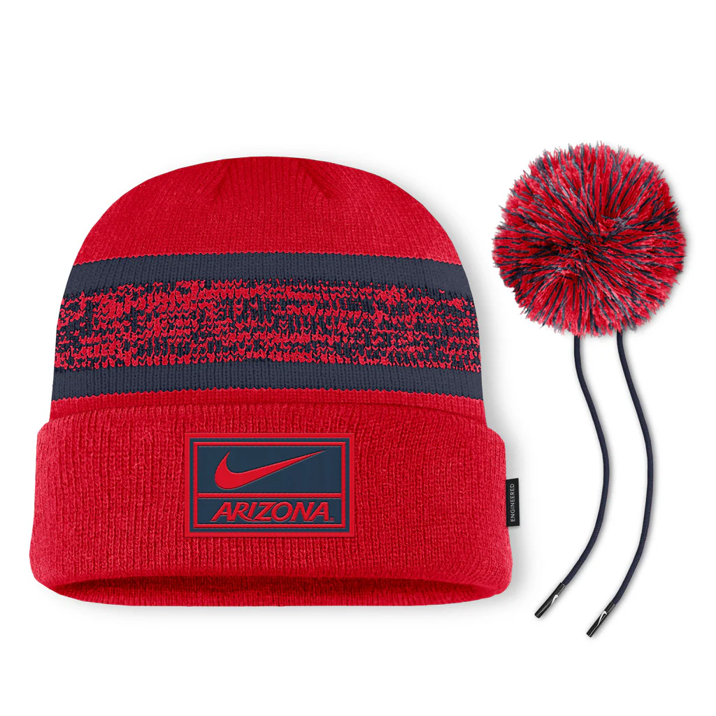 NCAA Arizona Wildcats Nike Peak Primary Cuff Pom Beanie Hat - Red - Image 2