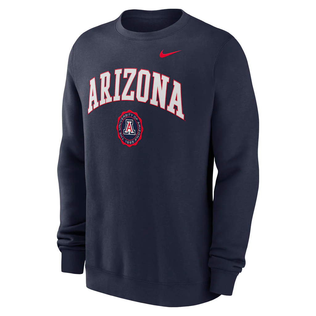NCAA Arizona Wildcats Nike Seal Crew Fleece Pullover - Navy - Image 2