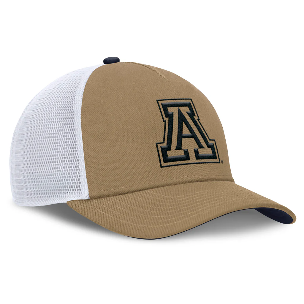 NCAA Arizona Wildcats Nike Tonal Primary Logo Trucker Snapback Hat - Khaki - Image 3