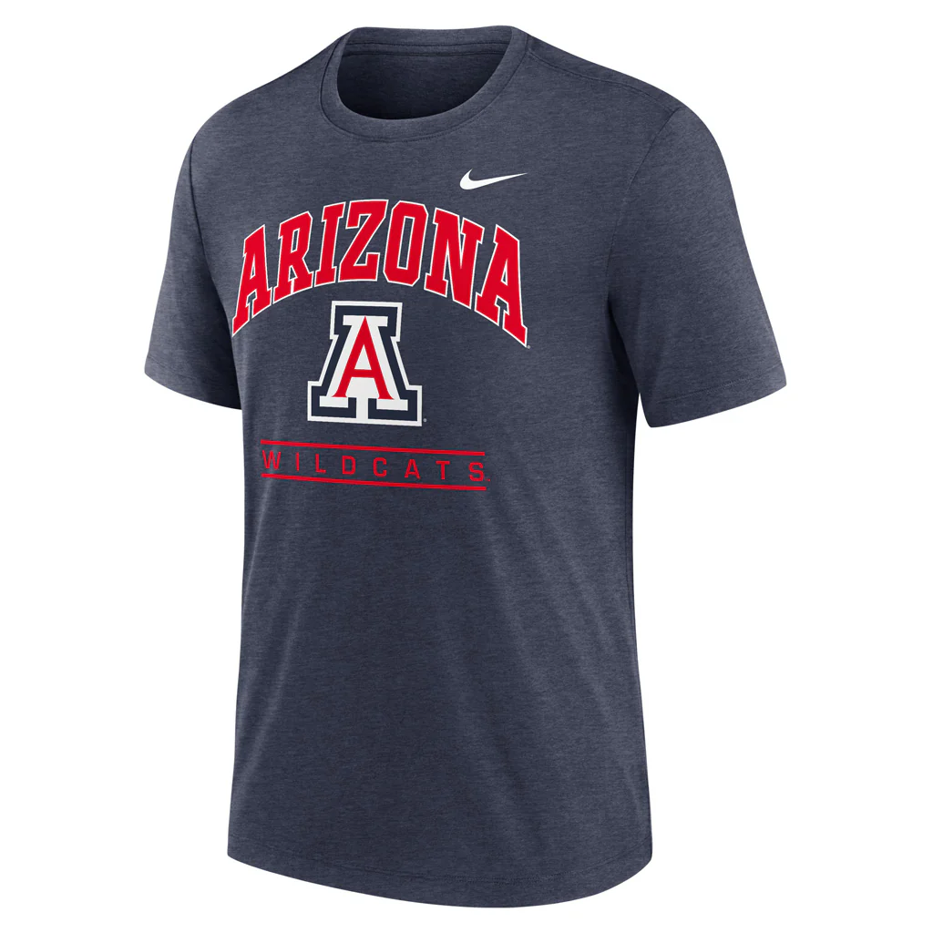 NCAA Arizona Wildcats Nike Tri-Blend Stack T-Shirt - Navy - Image 2