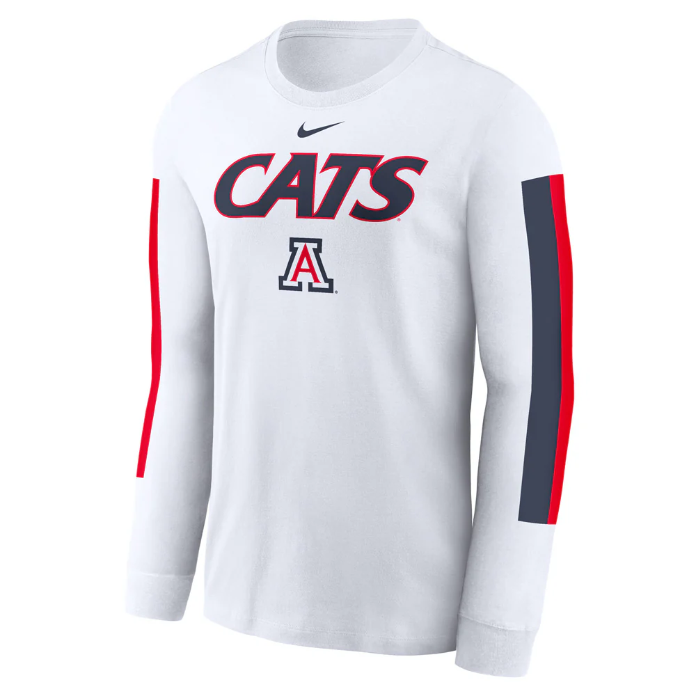 NCAA Arizona Wildcats Nike 2-Hit Cats Cotton Long Sleeve T-Shirt - White - Image 2