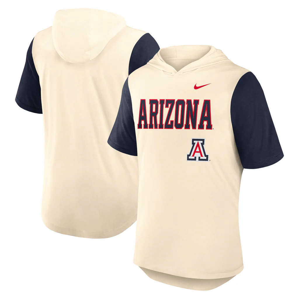 NCAA Arizona Wildcats Nike Wordmark Short Sleeve Hoodie - Natural