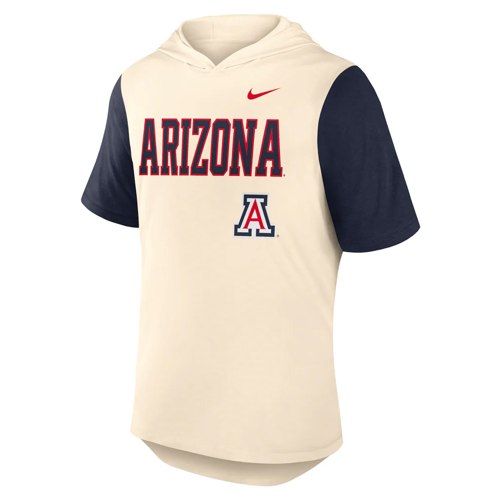 NCAA Arizona Wildcats Nike Wordmark Short Sleeve Hoodie - Natural - Image 2