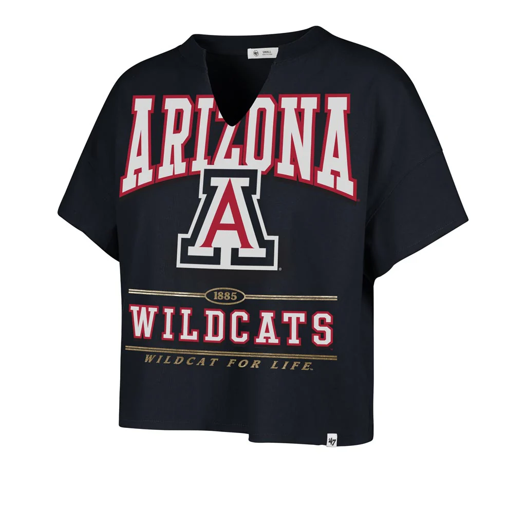 NCAA Arizona Wildcats Women's '47 Elation Oversized Notch Neck T-Shirt - Navy - Image 2