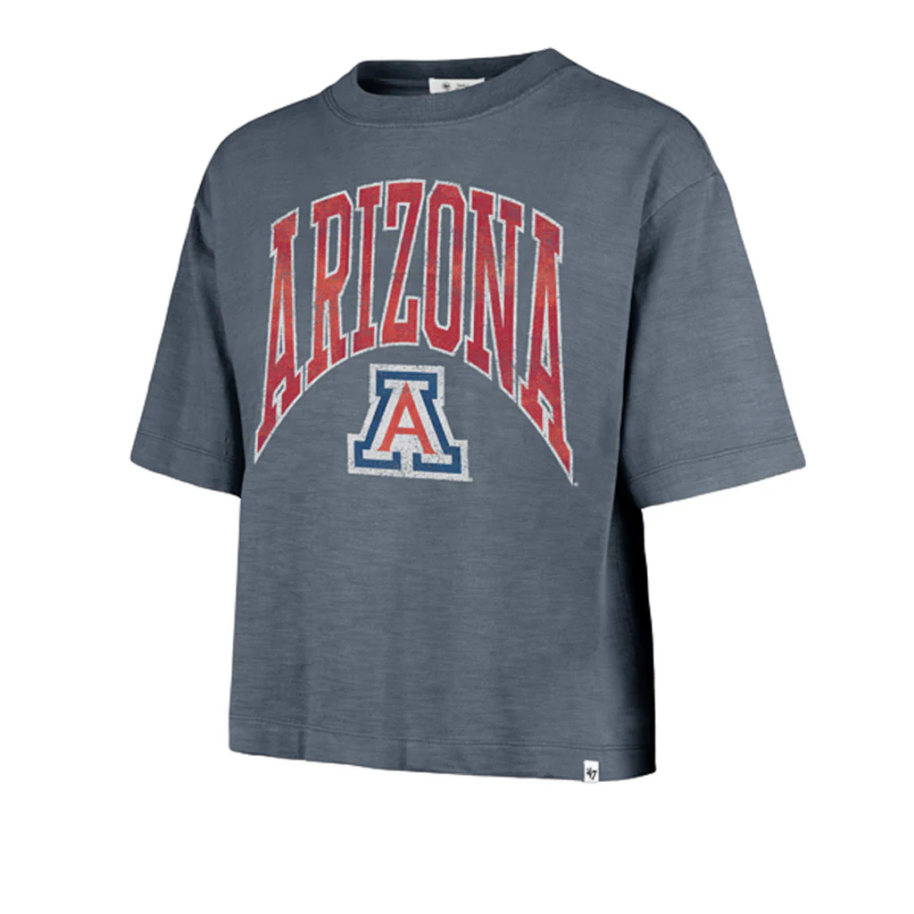 NCAA Arizona Wildcats Women's '47 Mindi Hvy Slub Crop T-Shirt - Navy