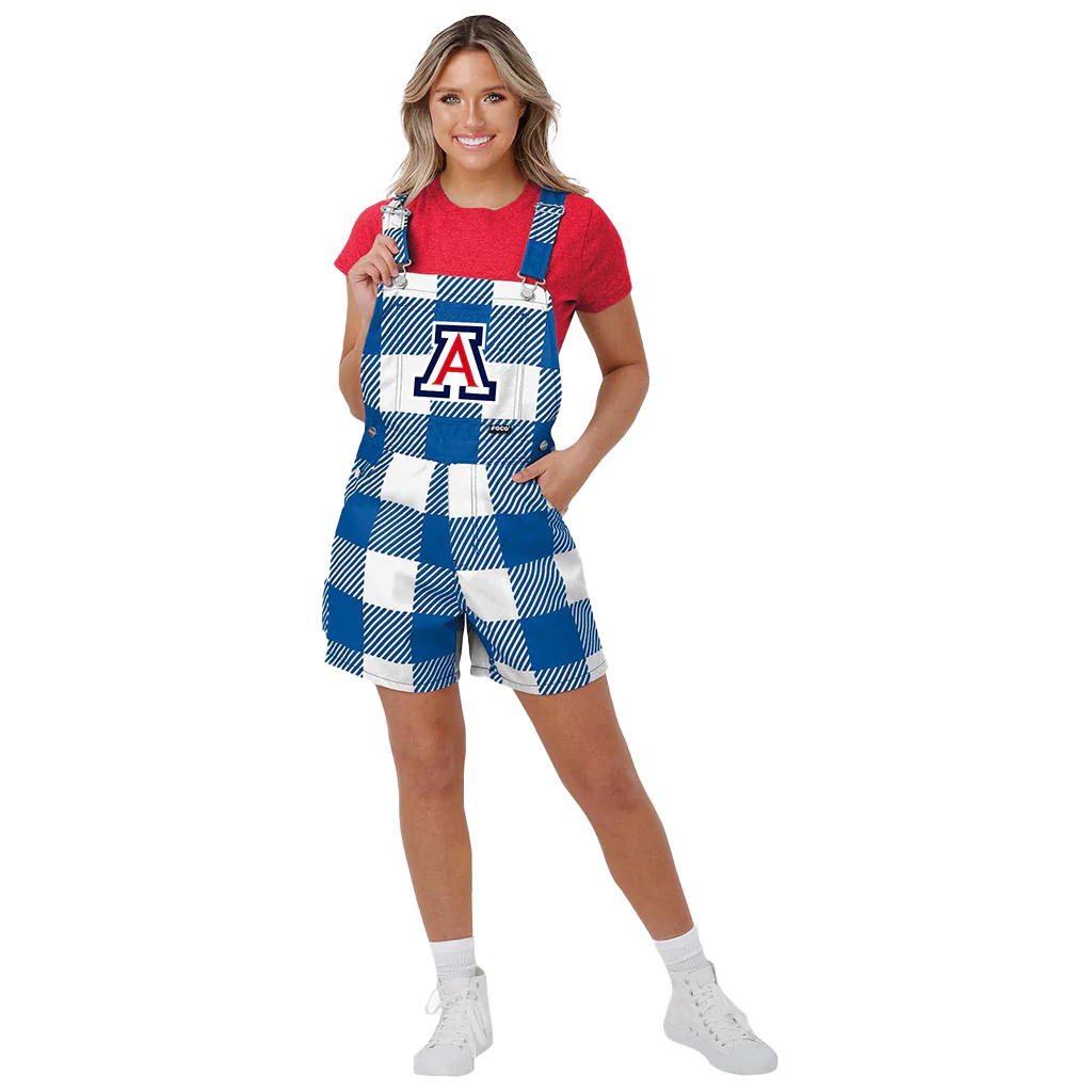 NCAA Arizona Wildcats Women's FOCO Buffalo Plaid Overall Shorts