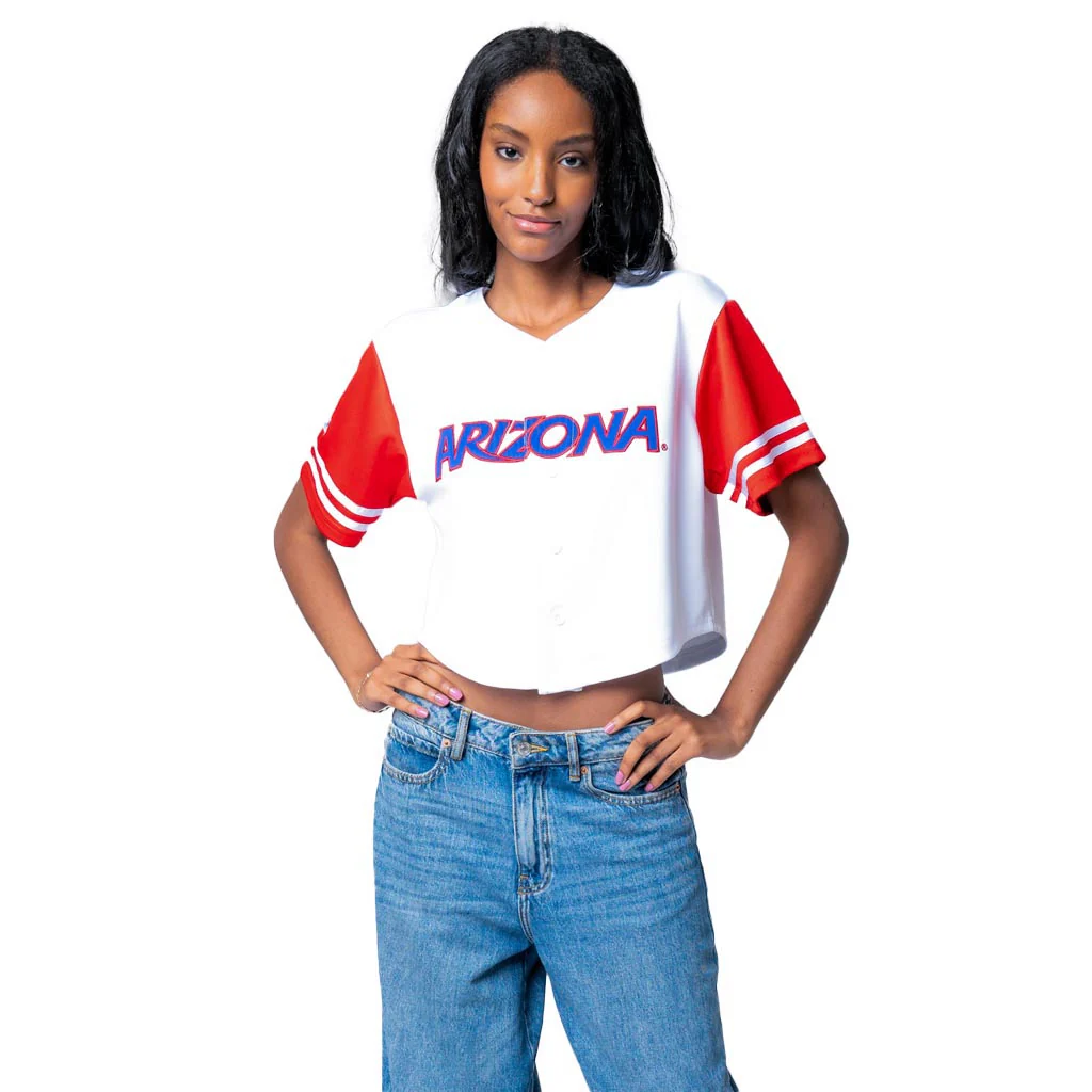 NCAA Arizona Wildcats Women's Established & Co. Baseball Cropped Jersey - White