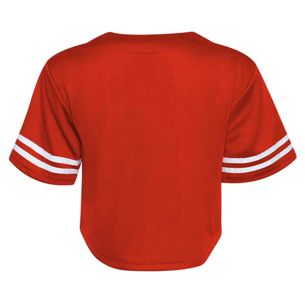 NCAA Arizona Wildcats Women's Hype & Vice Cropped Baseball Jersey Top - Red - Image 3