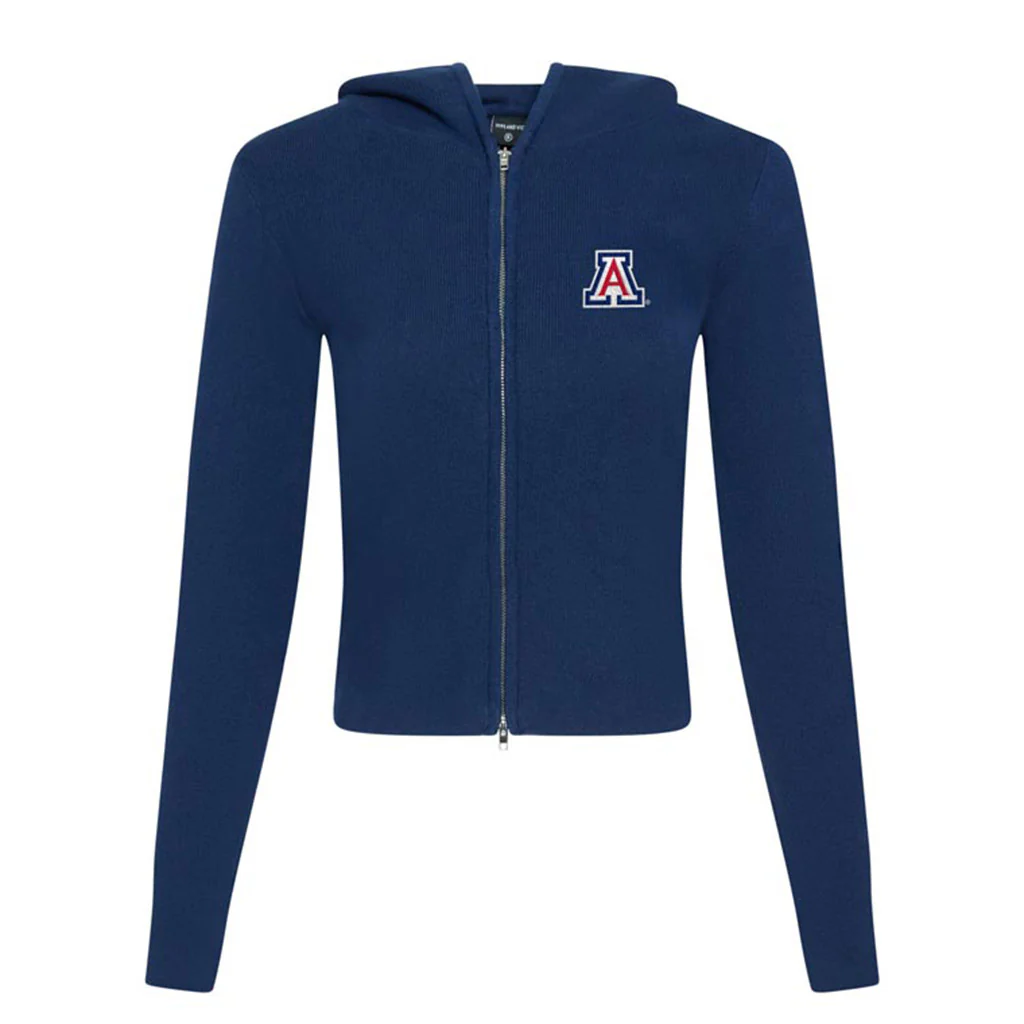 NCAA Arizona Wildcats Women's Hype & Vice Primary Rib Full Zip Crop Hoodie - Navy - Image 2