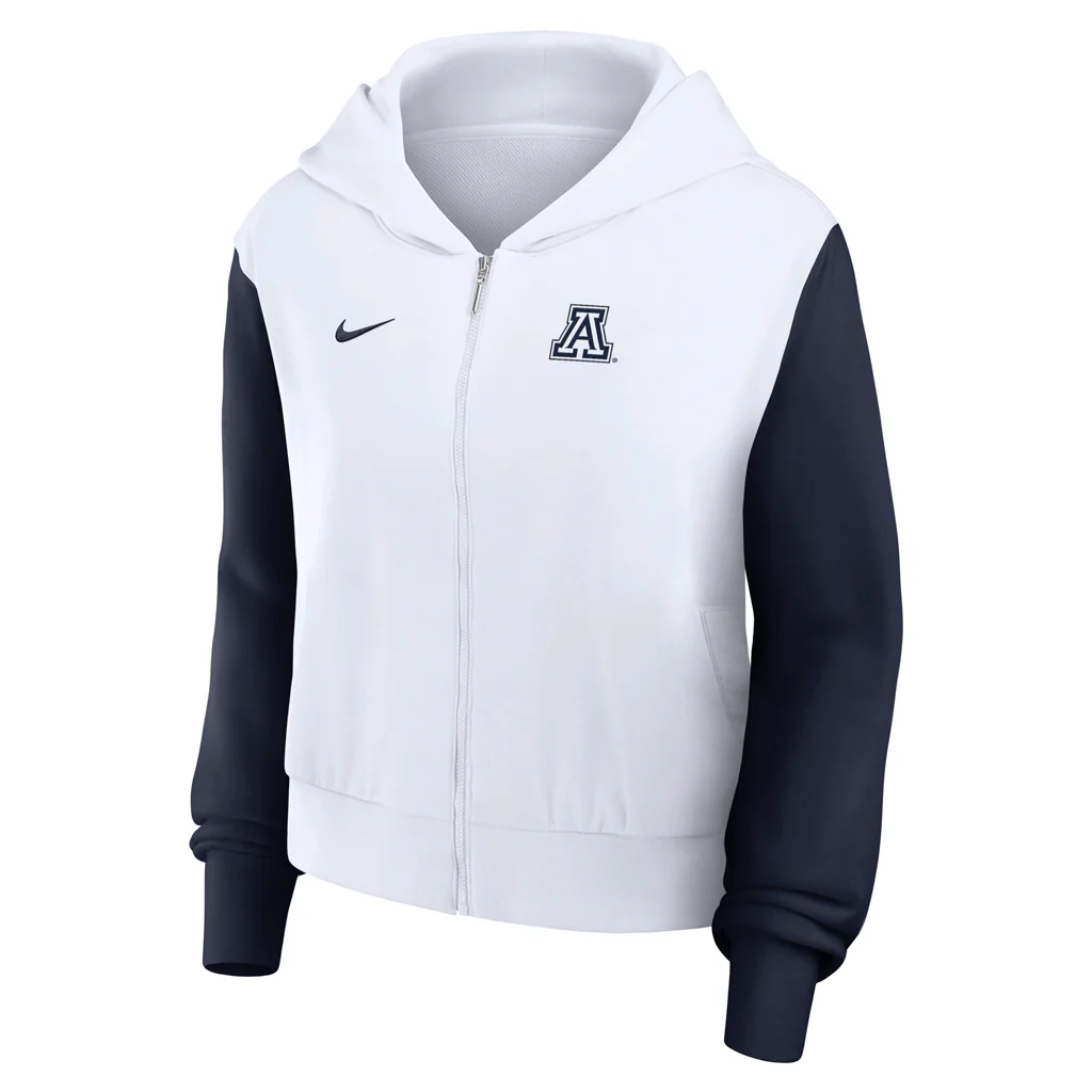 NCAA Arizona Wildcats Women's Nike Colorblock Script Full Zip Hoodie - White - Image 2