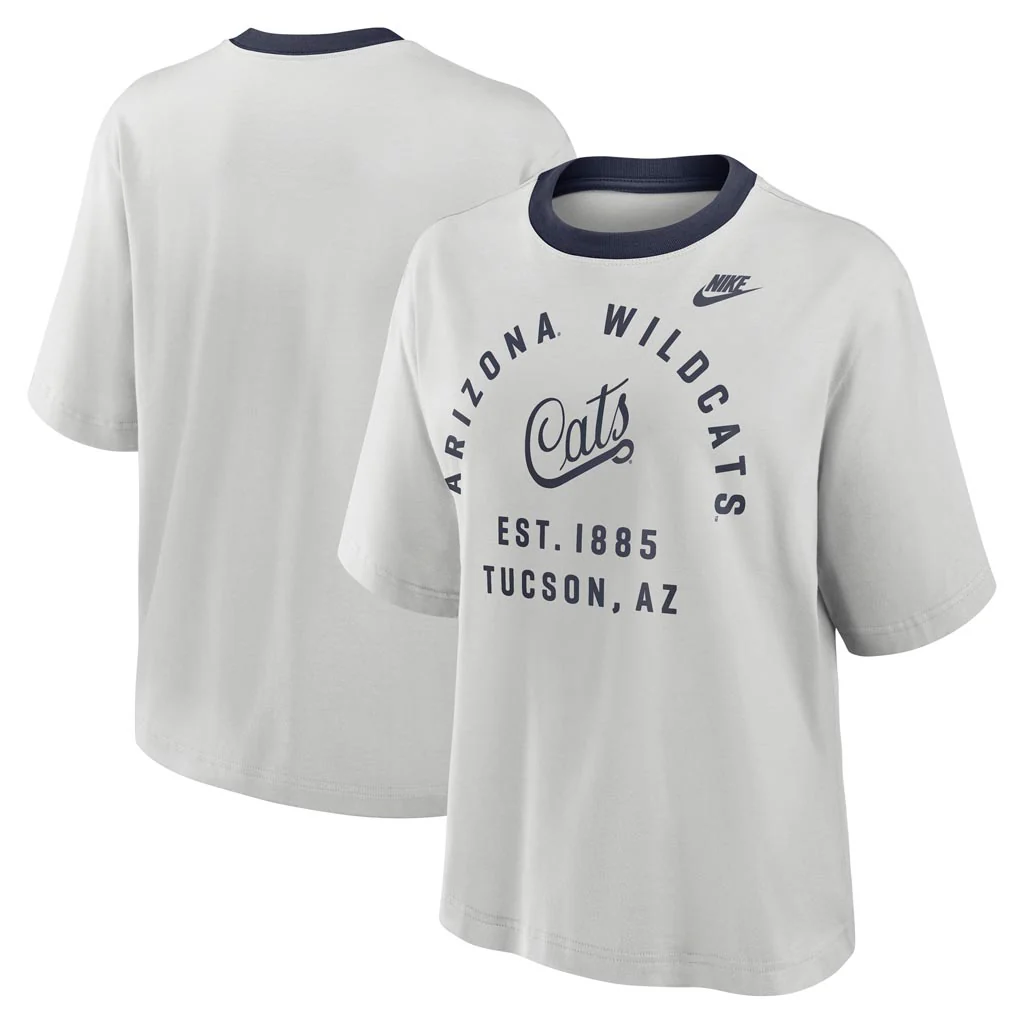 NCAA Arizona Wildcats Women's Nike Legacy Arch Boxy Crop T-Shirt - Gray