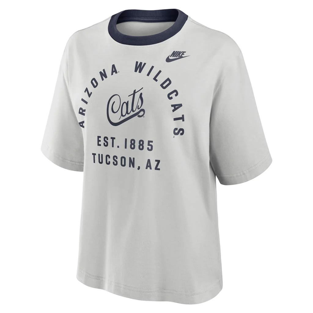 NCAA Arizona Wildcats Women's Nike Legacy Arch Boxy Crop T-Shirt - Gray - Image 2