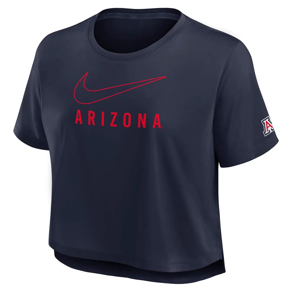 NCAA Arizona Wildcats Women's Nike Performance Dri-Fit Crop - Navy - Image 2