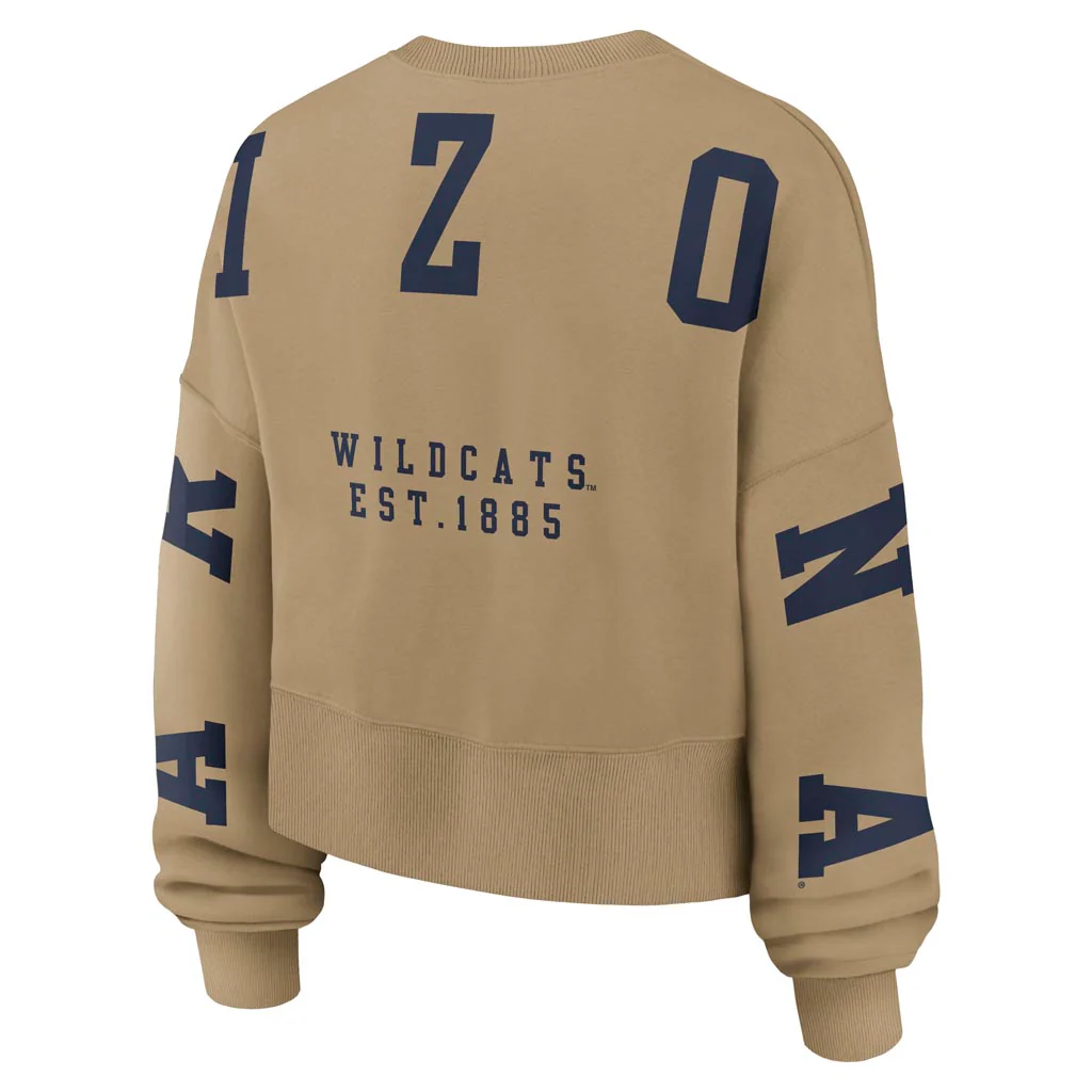 NCAA Arizona Wildcats Women's Nike Phoenix 2-Hit Crew Sweatshirt - Tan - Image 3