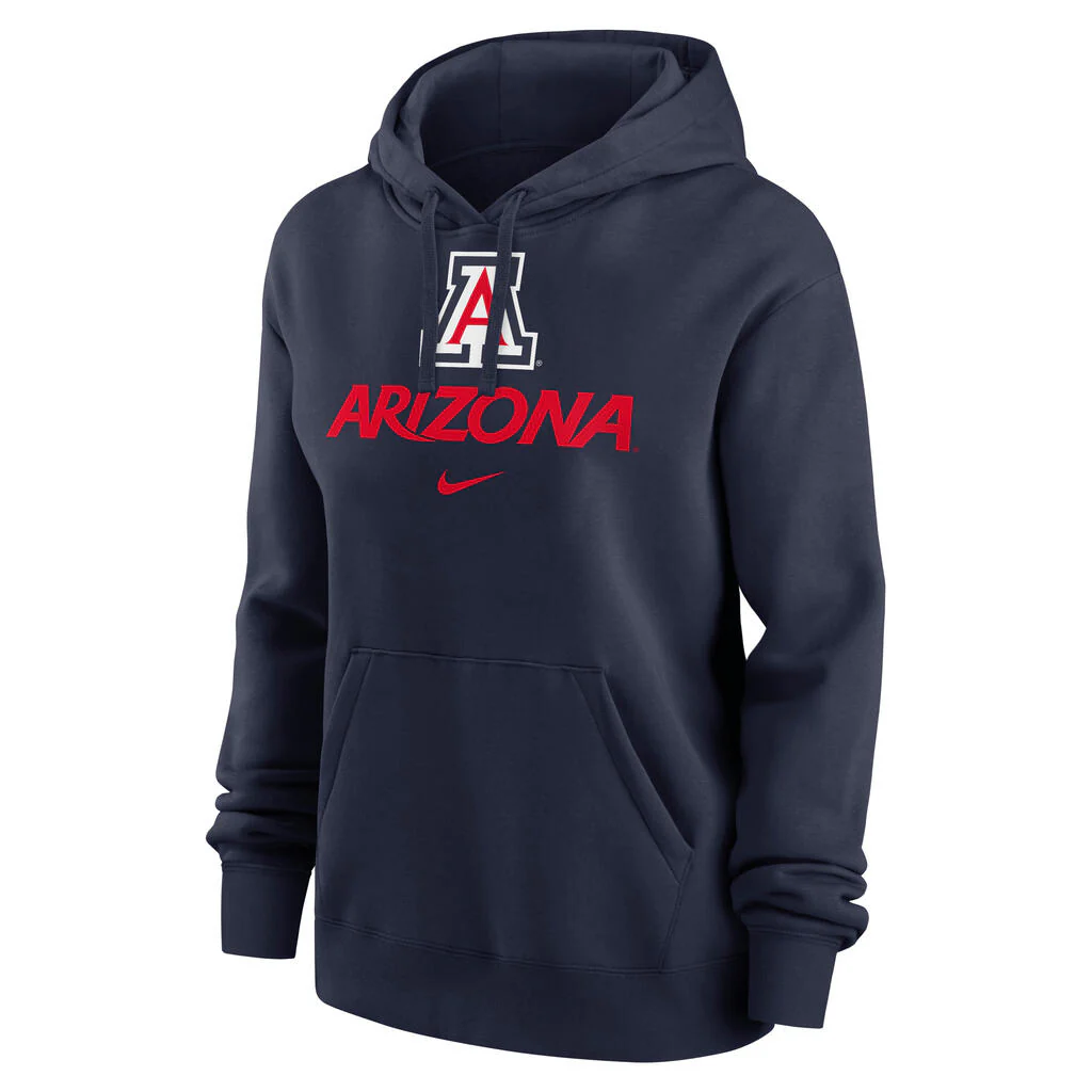 NCAA Arizona Wildcats Women's Nike Wordmark Club Fleece Hoodie - Navy - Image 2