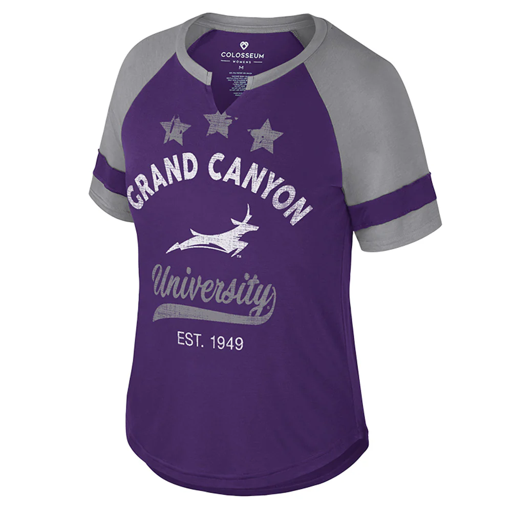 NCAA Grand Canyon Antelopes Women's Colosseum Crown of Fire V Notch T-Shirt - Purple